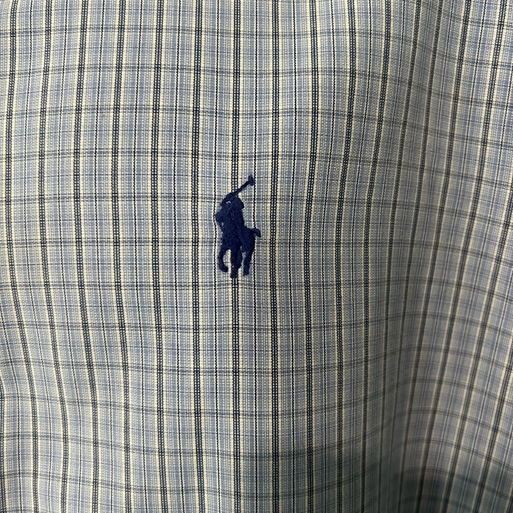 Ralph Lauren Mens classic fit blue plaid shirt sleeve dress shirt medium